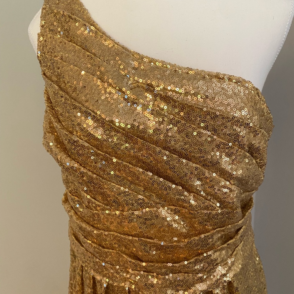 Gold Sequin One-Shoulder Dress